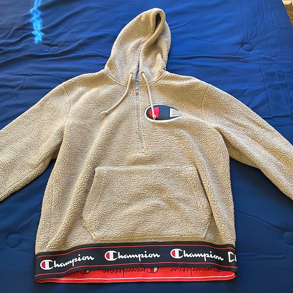 Champion Sherpa Hoodie Sweatshirt Large